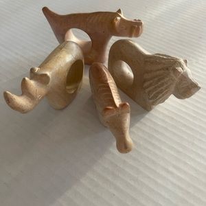 Soapstone animals napping rings